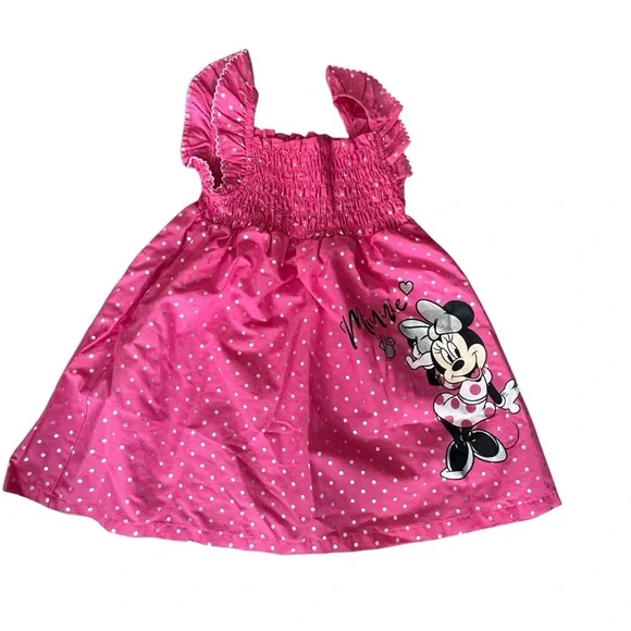 Disney Baby Polka Dot Minnie Mouse Dress Pink & White Size 12M Excellent EUC - Picture 1 of 4
